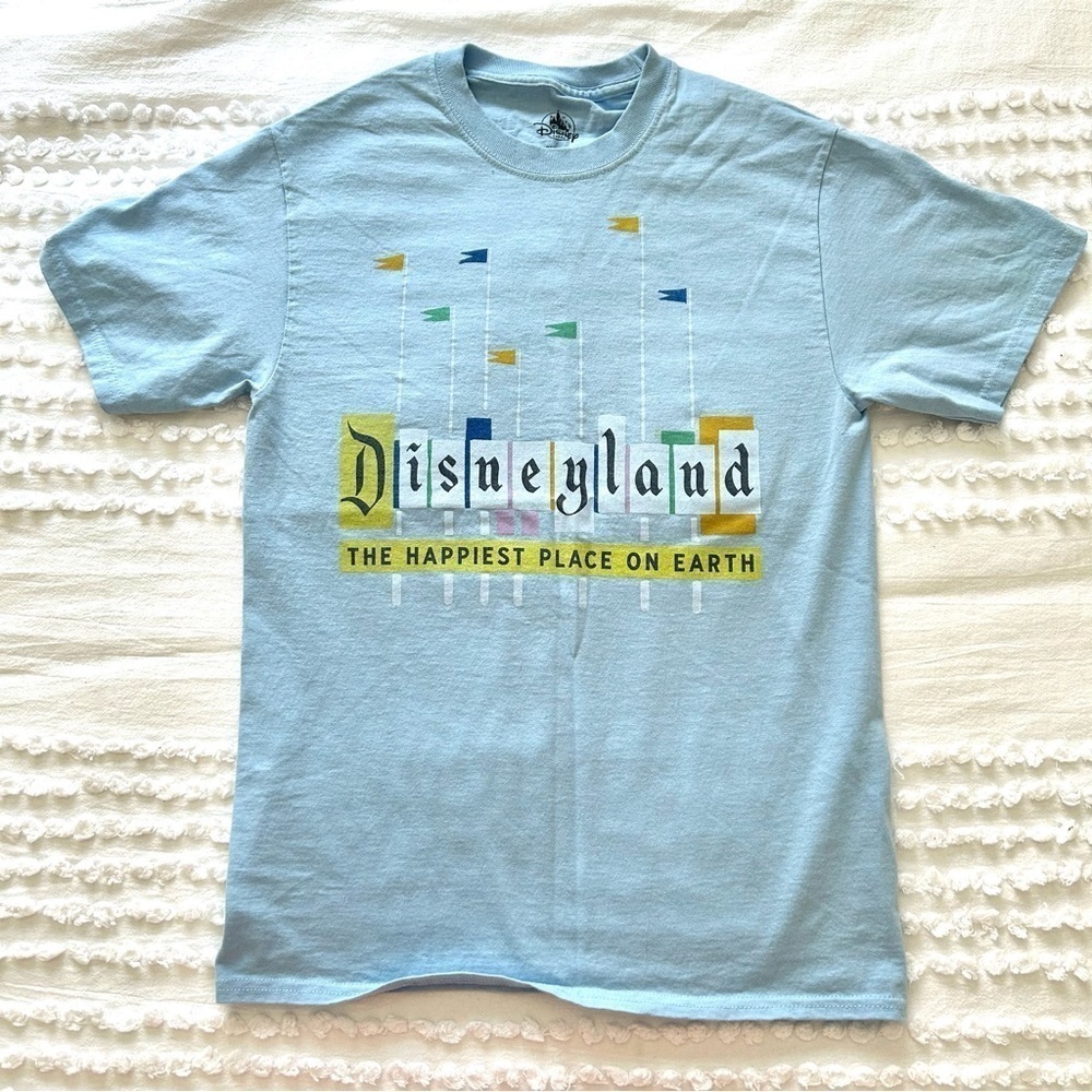 Disney Disneyland Happiest place on Earth Light blue Cotton T shirt fr Sz S - Picture 7 of 13